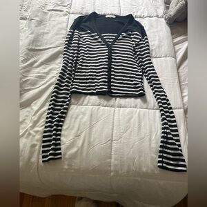 Black and White Striped Cardigan